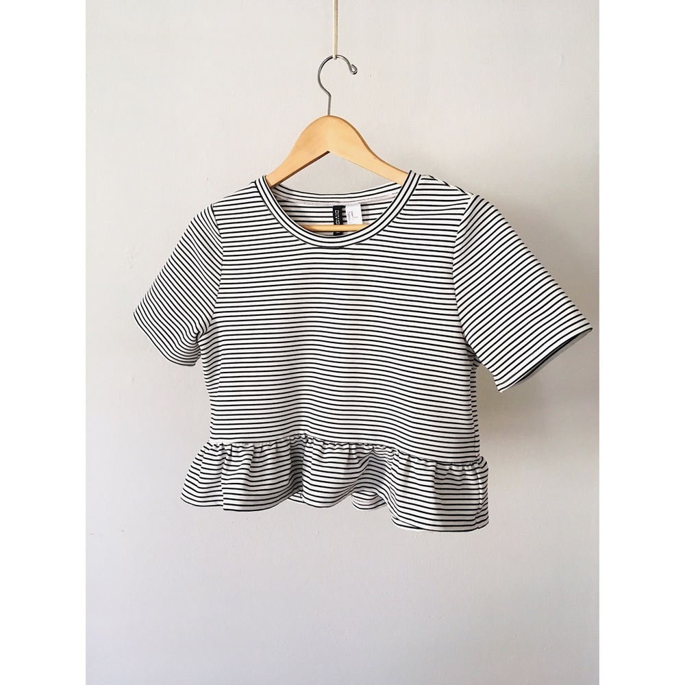 H&M Striped Peplum Top